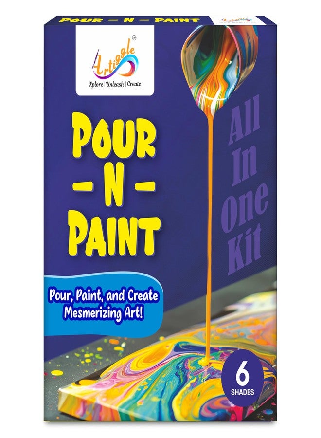 Artiggle Pour-N-Paint,Fluid Acrylic Kit|Pouring Paint|Creative Activity Kit For All Ages Kid|Craft Activity For Girls & Boys|Fluid Art Paint Kit|Coloring And Painting Kits| Multi Color - Image 1